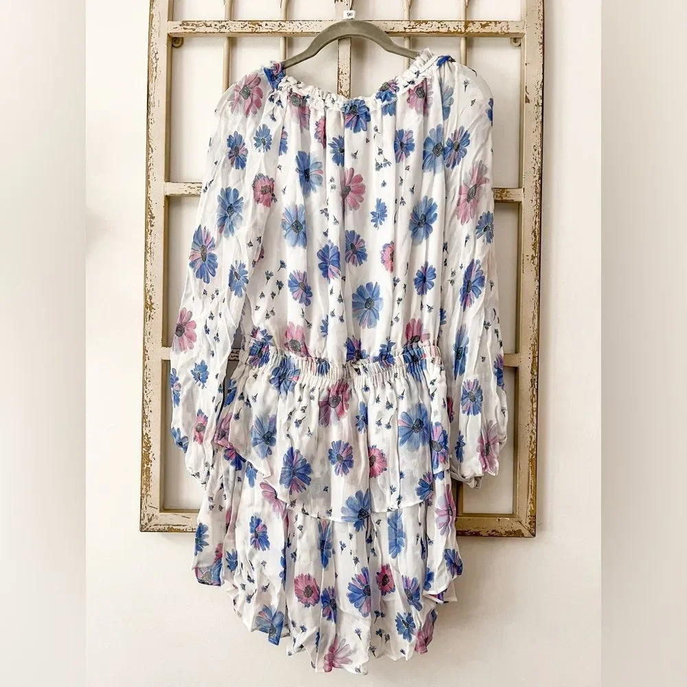 (60% OFF) NWT LOVESHACKFANCY Popover Floral Chiffon Mini Dress Small MSRP $589 - Picture 7 of 9